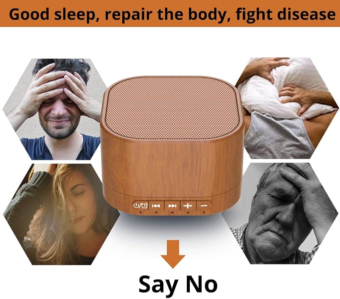 White Noise Machine plug-in Sound Machine with 20 Non Looping Natural Soothing Sounds and Memory Function Sleep Timer Sleep Machine with Sleep Therapy for Baby Kids Adults-New Wood Grain Added in 2025