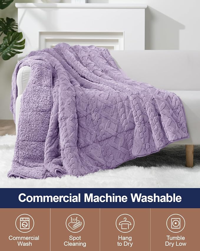 Ultra Soft Sherpa Weighted Blanket for Adults, 60"x80" 15lbs Heavy Blankets | Cozy Comfort for Relaxing Nights, Double-Sided Fluffy Sherpa & Fleece, Double Inner Layers-No Bead Bunching, Even Weight