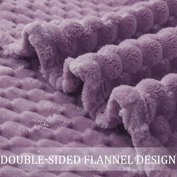Exclusivo Mezcla 3D Fleece Queen Size Blanket for Bed, Grayish Purple | Extra Soft Fuzzy Plush Lightweight Bed Blankets, Cozy Fluffy Decorative Blankets for All Seasons, 90x90 Inches