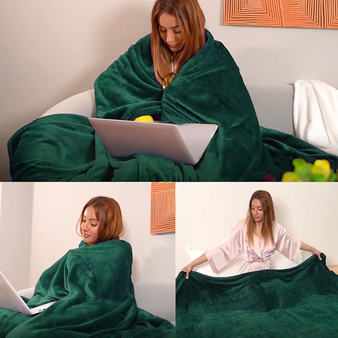 Forest Green Fleece Plush Throw Blanket 50"x60"for Couch Fuzzy Cozy Flannel | Super Soft Lightweight Microfiber Blanket for Sofa Bed bedroom Home Decor All Season,Birthday Gifts for Women Mom Adult