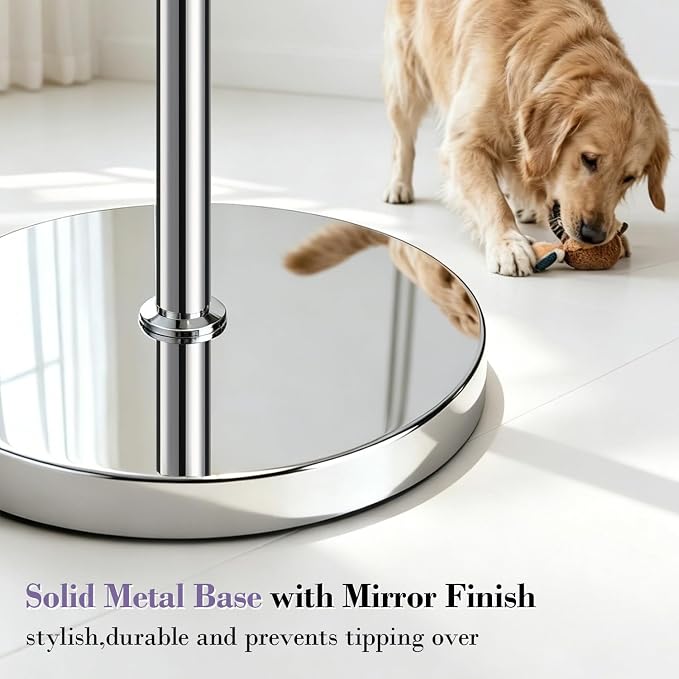 【Upgraded】 Dimmable Crystal Floor Lamps for Living Room with Chandelier Lampshade, Standing Lamp with Knob Switch, Tall Purple Floor Lamp for Bedroom, Dresser, Office