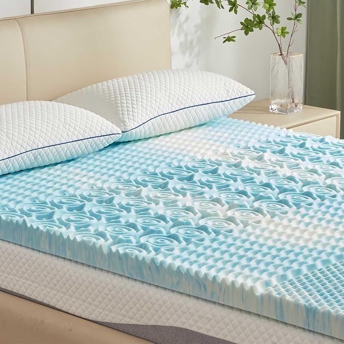 SINWEEK 5-Zone Memory Foam Mattress Topper, 2 Inch Twin, Blue