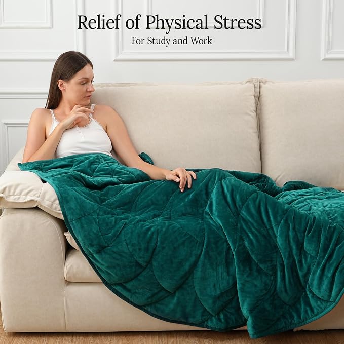 Weighted Blanket for Adults, 10 lbs, 60" x 78" washable Blankets, Green | Soft Queen Size Heavy Blanket, Large Weighted Blankets with Glass Beads for Stress Relief and Sleep Promotion