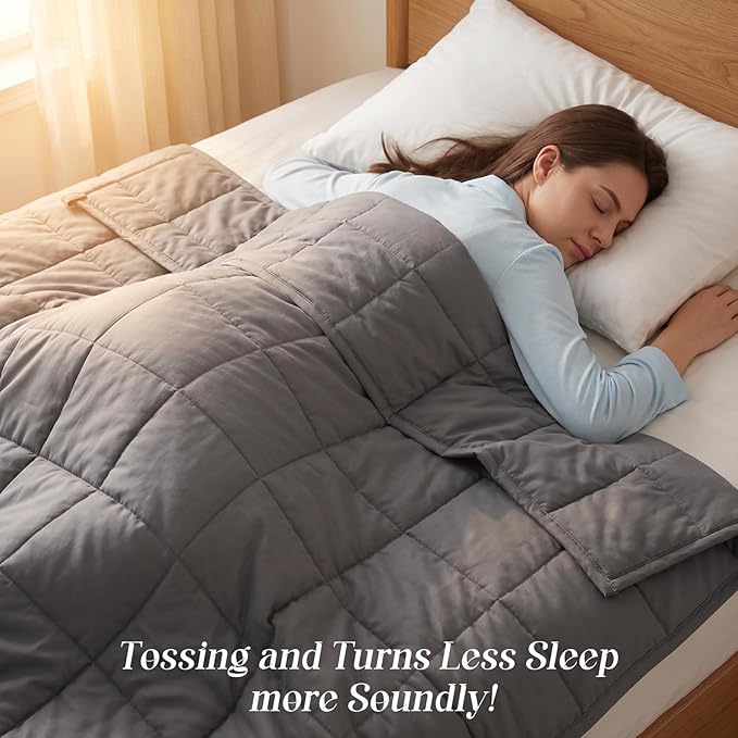 Smart Queen Weighted Blanket for Adults (25 lbs, 78"x85", King Size) Breathable Heavy Throw Blanket for 220-280 lbs, Soft Thick Blankets with Cooling Glass Beads, All Season, Machine Washable, Grey