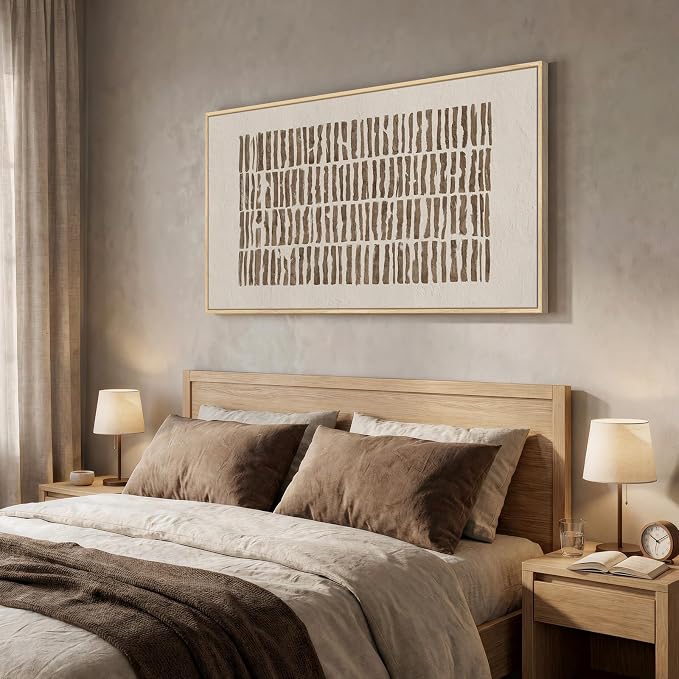 Large Framed Neutral Abstract Wall Art for Living Room, Horizontal 30x60 In | Wabi Sabi beige pictures, Canvas prints, Modern minimalist paintings, Artwork for walls, Wall decor for bedroom dining office