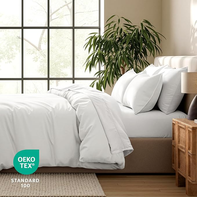 Bare Home Duvet Cover Set 1800 Ultra-Soft (Twin/Twin XL, Antique White) | Lightweight, Cooling, Breathable, Premium 1800 Ultra-Soft, All-Season