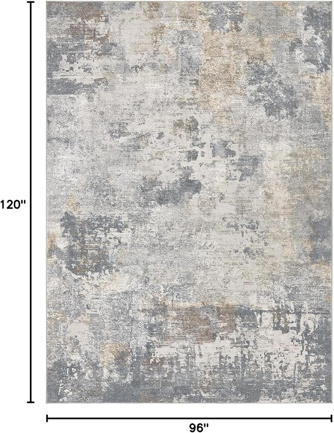 UERMEI 8x10 Area Rug Living Room Rugs - Washable Neutral Modern Abstract Soft Thin Large Rug Indoor Floor No Slip Rug Carpet for Bedroom Under Dining Table Home Office Decor - Blue Grey