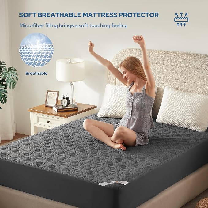 2 Pack Waterproof Mattress Protector California King Size, Deep Pocket Fit | Bedlore Soft Breathable Bed Mattress Cover Pad, Fits 6-18 Inch Deep Mattresses, Ideal for Bedroom, Hotel, Gray