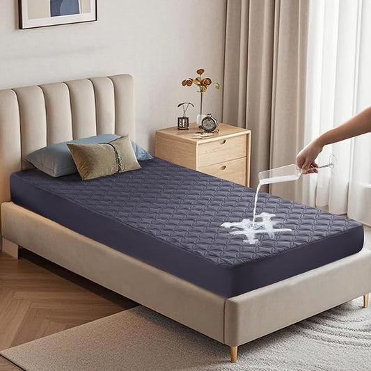 BEDLORE Waterproof Twin Mattress Protector, Deep Pocket Fit, Washable | Soft Noiseless Breathable Bed Mattress Cover Pad, Fits 6-15 Inch Deep Mattresses, Ideal for Home Bedroom, Hotel, Navy Blue