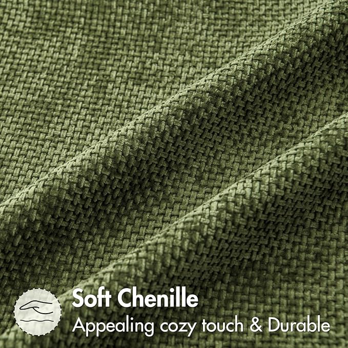 MIULEE Decorative Couch Throw Pillow Covers 20x20 Inch Olive 2 Pack | Modern Boho Accent, Soft Chenille Pillow Covers, Farmhouse Cushion Cases for Home Decor Bed Sofa Living Room