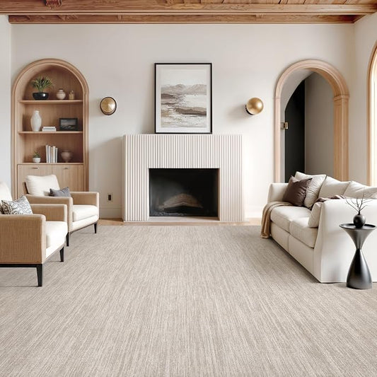 8x10 Area Rugs for Living Room, Large Washable Rug Non Slip, Beige | Soft Low Pile, Thin & Lighweight Carpet, Folable Stain Resistant Modern Indoor Floor Mat for Bedroom, Dining Room, Home Decor