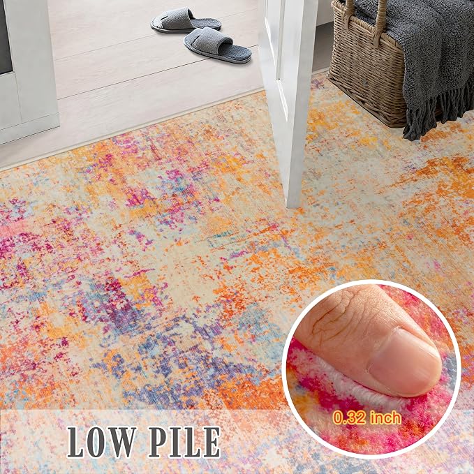 Area Rug Living Room: 8x8 Modern Washable Soft Carpet Galaxy Haze | For Bedroom Dining Room Farmhouse Nursery Hallway Office,Modern Abstract,Machine washable,Non-Slip,Stain Resistant,Indoor