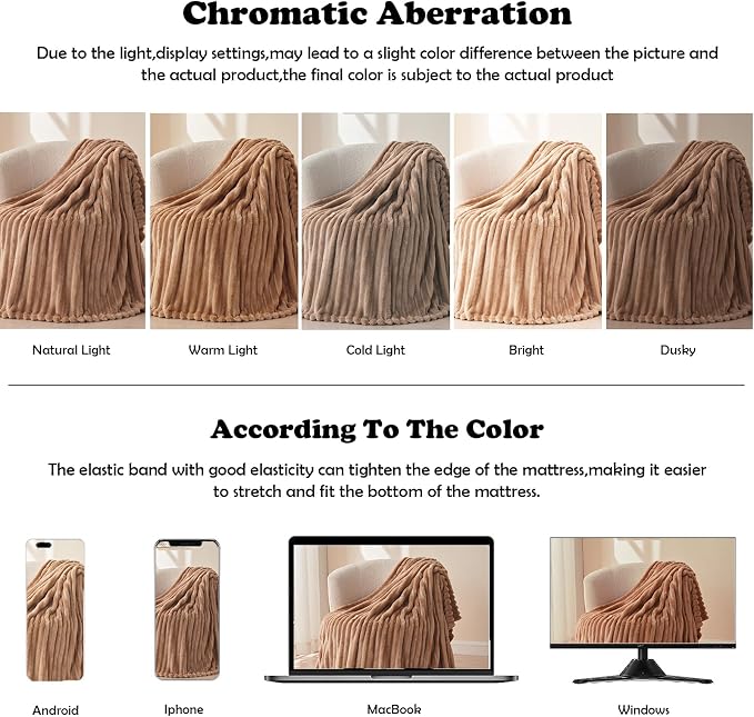 NEWCOSPLAY Fleece Ribbed Cozy King Blanket for Couch, Taupe, 90"x110" | Premium Silky Flannel Blanket, Soft Lightweight Fluffy Throw Blanket for Bed Sofa Decor, Gift for All Season Use