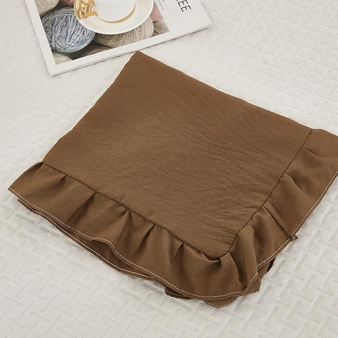 Brown Body Pillow Cover 20x54inches Long Pillowcase Ruffled Pillowcases Shabby Chic Ruffled Fringe Decor Body Ruffled Pillow Sham Cute Pillowcase (1 Body, Brown)