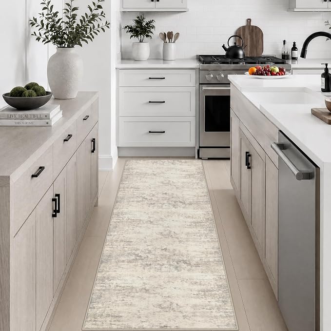 2x6 Washable Runner Rug：Modern Abstract Soft Carpet Brown Beige | For Hallway, Bedroom, Kitchen, Laundry, Bathroom,Door Mat,Modern Abstract,Machine washable,Non-Slip,Stain Resistant,Indoor