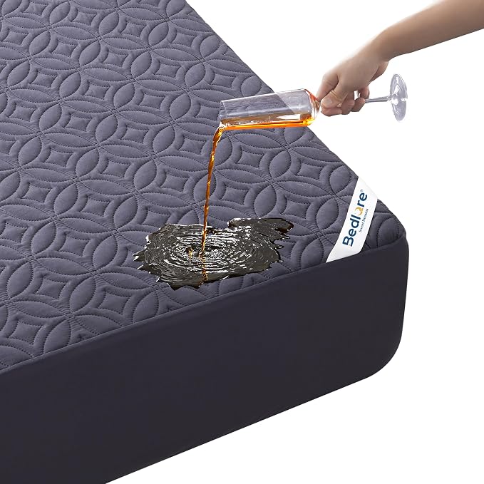 BEDLORE Waterproof Mattress Protector, Full Size Mattress Pad | Deep Pockets Fit 6"-15" Mattresses, Soft Dirt-proof Double Bed Mattress Cover for Bedroom, College Dorm, Hotel (Navy Blue)