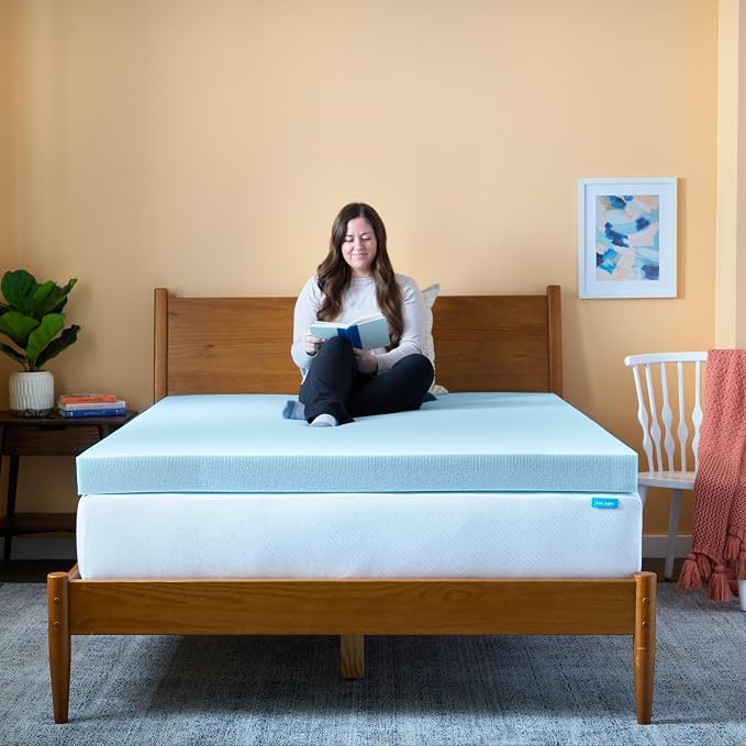 Linenspa Memory Foam Mattress Topper, Twin Size - 4 Inch Gel Infused Memory Foam - Plush Feel - Cooling and Pressure Relieving - CertiPUR Certified