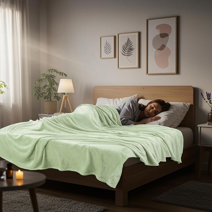 Utopia Bedding Soft Fleece Bed Blanket King Size Sage Green (90x102 Inch) | Microfiber Plush Warm Lightweight Breathable Cozy Blanket Anti-Static, All Season Use, Gift for Women and Men