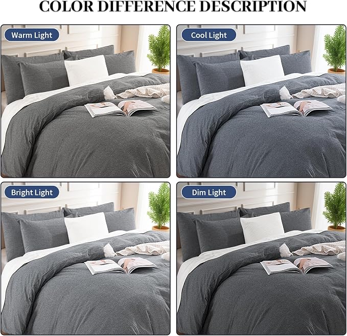 NEXHOME PRO Duvet Cover Set Linen Feel Textured Organic Natural 100% Washed Cotton Duvet Cover Bedding Set with Zipper Closure, Breathable(No Comforter)