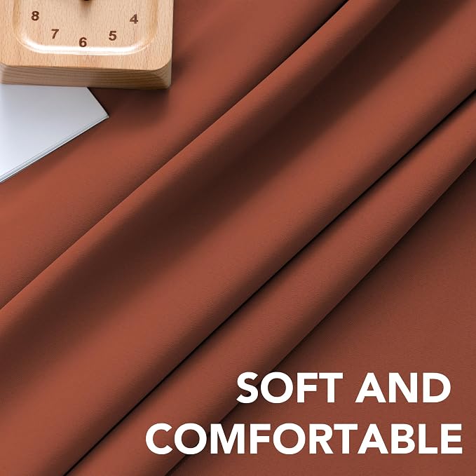H.VERSAILTEX Blackout Curtains Thermal Insulated Window Treatment Panels Room Darkening Blackout Drapes for Living Room Back Tab/Rod Pocket Bedroom Draperies, 52 x 72 Inch, Orange, 2 Panels