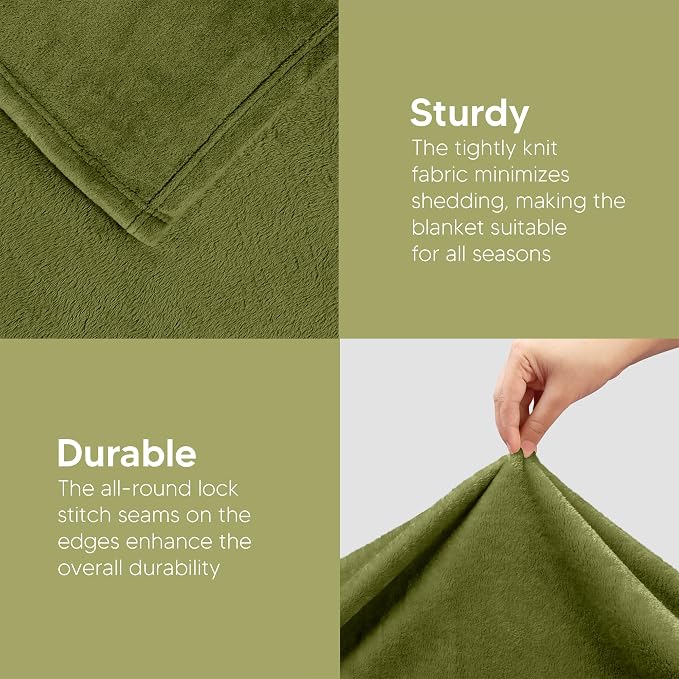 Utopia Bedding Fleece Blanket King Size Olive 300GSM Luxury Fuzzy Soft Anti-Static Microfiber Bed Blanket (90x102 Inch)