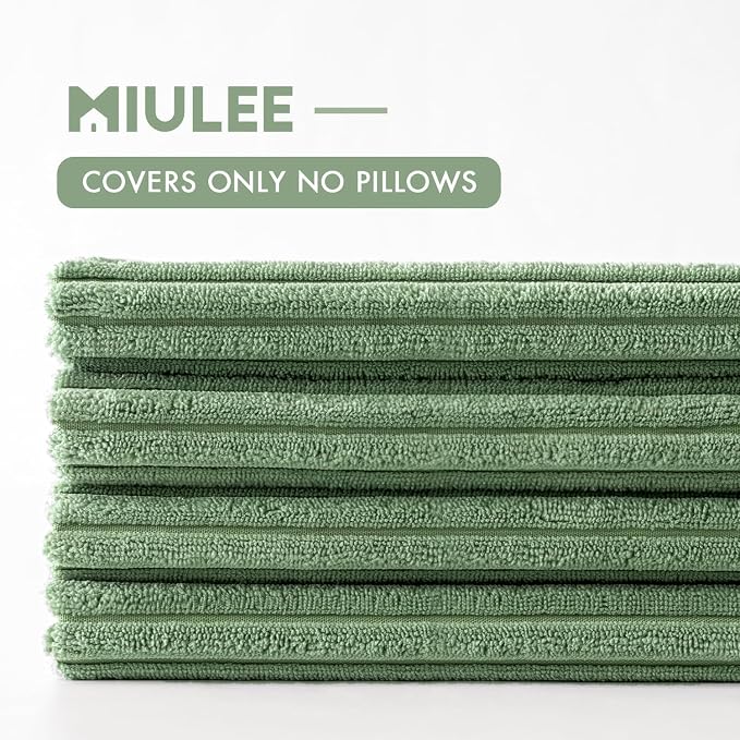 MIULEE Soft Corduroy Decorative Throw Pillow Covers Sage Green 18x18 | Set of 4, Mordern Nordic Home Decor, All Same Color Set, Boho Farmhouse Cushion Covers for Couch Bed Sofa Living Room