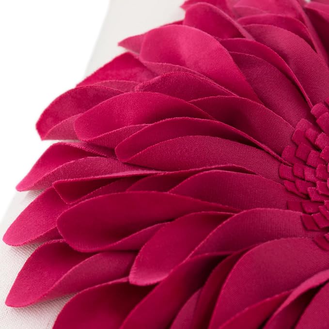 OiseauVoler 3D Sunflower Throw Pillow Cover Decorative Handmade Pillowcase Cushion Cover Case for Home Sofa Bed Living Room Decor 18x18 Inch Rose Red