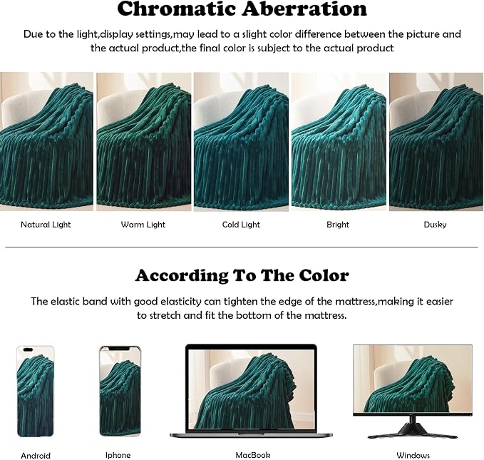 NEWCOSPLAY Fleece Ribbed Cozy King Blanket for Couch, Dark Teal, 90"x110" | Premium Silky Flannel Blanket, Soft Lightweight Fluffy Throw Blanket for Bed Sofa Decor, Gift for All Season Use