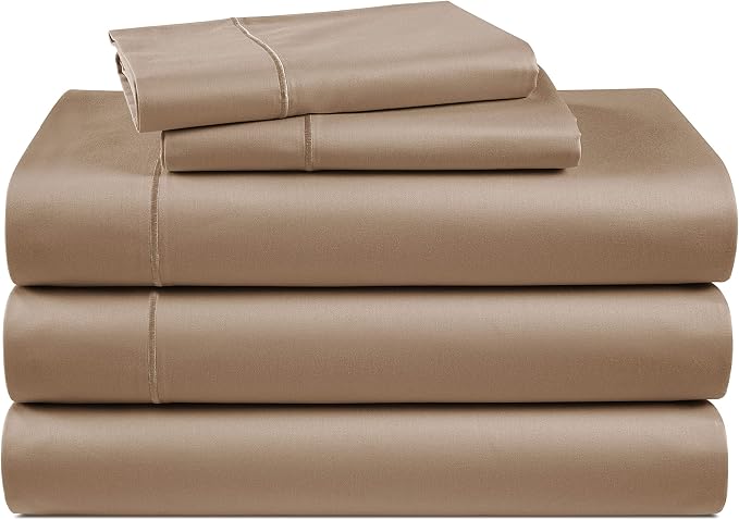 LANE LINEN Split King Sheet Set 100% Egyptian Cotton Sateen - Taupe | Split King Sheet Sets Adjustable Bed - 5-Piece Set, For Guests And Everyday Use, For A Silky Hotel-Style Bed, Plush