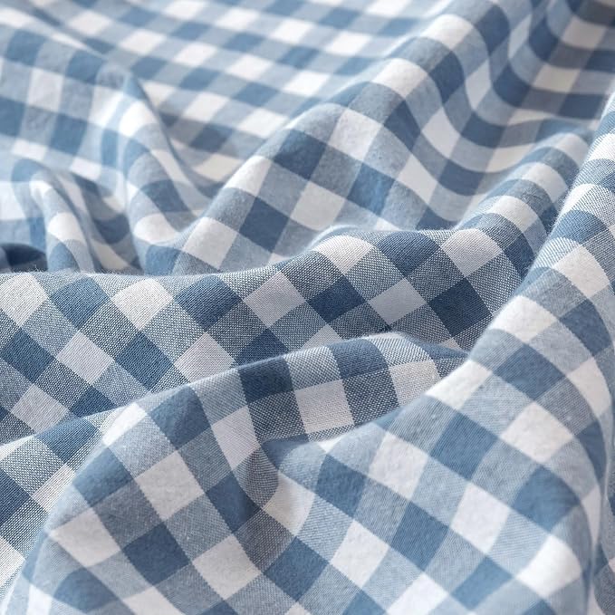LifeTB Twin XL Comforter Set Blue Gingham Comforter with 2 Pillowcases Modern Plaid Grid Pattern Comforter Set for Men Boys Fluffy Soft Lightweight Bedding Boho Plaid Checkered Comforter Twin XL