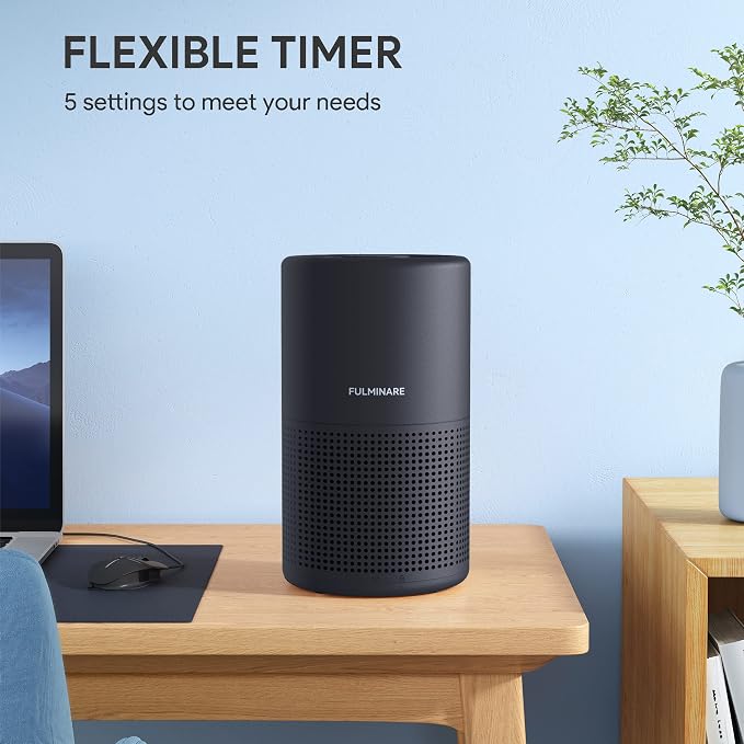 Air Purifiers for Bedroom, FULMINARE H13 True HEPA Filter（Black） | Remove Pet Hair, Smoke, Odors，Quiet Air Cleaner With Night Light, Portable Small Air Purifier for Home, Office, Living Room
