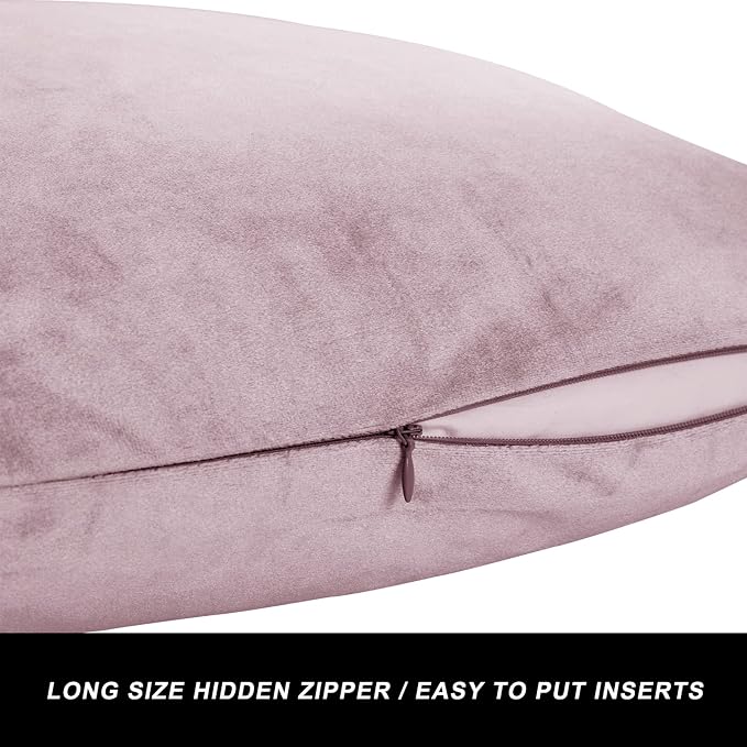GIGIZAZA Velvet Blush Pink Throw Pillow Covers Decorative Cushion Covers Pillow Cases Sham for Sofa Couch (18x18inch(45x45cm)-4pcs, Blush Pink)