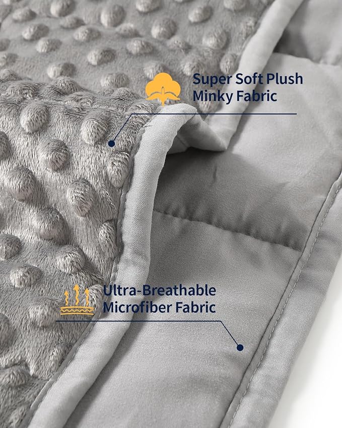 Mr. Sandman Weighted Blanket for Adults, Full Size 12 lbs, 48 x 72 Inches | Cooling Soft Minky for Hot Sleepers; Machine Washable; Filled with Glass Beads; Heavy Bed Throw for Sleep; Grey