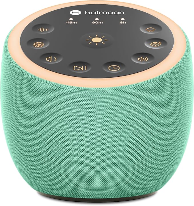 Hotmoon Sound Machine for Sleep, Cocoon 2, 40 Sounds, Dual-Speaker, Plug in | White Green Pink Brown Noise Machine for Sleeping Adults Office Privacy Baby Dogs, 4 Timers, 8 Night Light, Rain Noise Maker