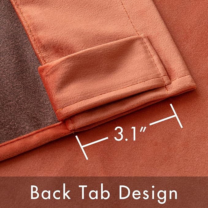 MIULEE Velvet Curtains 52x96 inches 2 Panels Burnt Orange Blackout Curtains | Luxury, Bedroom Living Room, Thermal Insulated, Super Soft Window Drapes Rod Pocket & Back Tab, Terracotta Rust Fall Decor