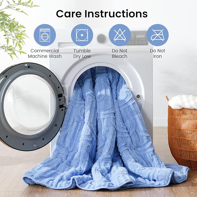 Drewin Weighted Blanket Queen Size 15lbs for Adults,Sky Blue,60" x 80" | Stress Relief & Better Sleep,Soft Jacquard Sherpa with Glass Beads,Machine Washable,Great for Napping,Relaxing,Reading