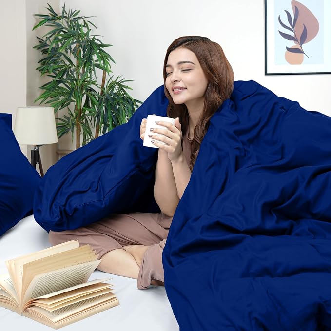 Duvet Cover King, 3 PC Cotton Like PolyesteR, Zipper Closure, Royal Blue | Extra Soft and Breathable, Wrinkle & Fade Resistant, Includes Duvet Cover and 2 Pillow Shams, Comforter Not Included, OekoTex