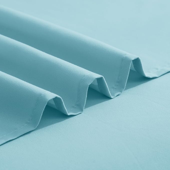 Elegant Comfort Luxurious 1500 Premium Hotel Quality Microfiber Three Line Embroidered Softest 4-Piece Bed Sheet Set, Wrinkle and Fade Resistant, Twin/Twin XL, Aqua Blue