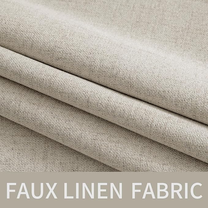 MIULEE 100% Blackout Linen Curtains for Bedroom 52x54 Inches Cobblestone | Room Darkening, Light Blocking, Thermal Insulated, Grommet Top, Linen Textured, Window Curtains for Living Room, 2 Panels