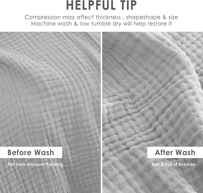 EMME Muslin Blankets for Adults Throw Blanket for Couch Breathable Gauze Soft Lightweight Airy Light Grey Twin 60" x 80"