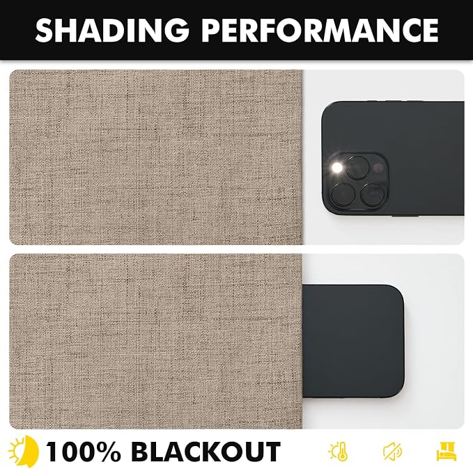 MIULEE 100% Blackout Linen Curtains 42 x 108 Inch Copper Brown 2 Panel | Thermal Insulated, Room Darkening Drapes for Bedroom Living Room, Back Tab Rod Pocket Pinch Pleated, Solid Luxury Decor