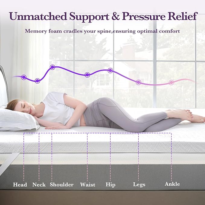 SINWEEK 3 Inch Gel Memory Foam Mattress Topper, King Size | Cooling Cover Ventilated Pressure Relieve Mattress Pad, Breathable, CertiPUR-US Certified