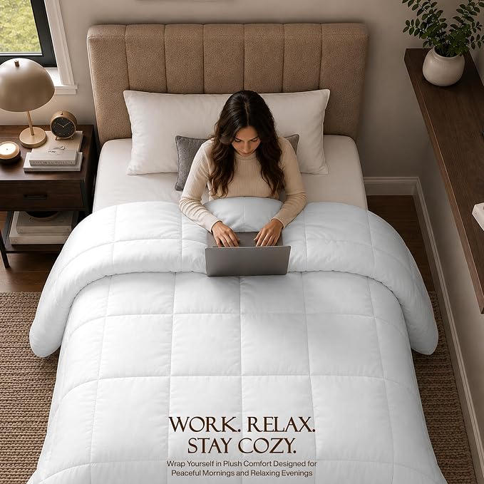 Utopia Bedding Duvet Insert, Twin Comforter 64 x 88 Inches, White | Cozy All Season Comforter for Kids and Teens, Unisex, Down Alternative Fill, Soft Microfiber Shell, Machine Washable.