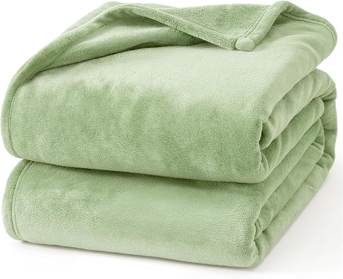 Hansleep Queen Sage Green Fleece Blanket, Soft Flannel Bed Blanket | Fuzzy Cozy Blanket 90x90 Inches, Multi-use for Bed, Sofa, Couch, Travel, Camping, All Season Warm Lightweight Cover