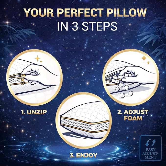 Royal Therapy 2-Pack King Memory Foam Pillow, Adjustable Shredded Odor-Free Pillow for Neck & Shoulder Pain Relief, Support for Back, Stomach, Side Sleepers, AirFlowPRO