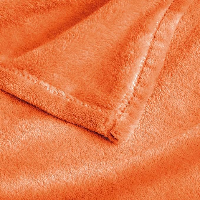 BEDELITE Fleece Blanket Soft Fall Oversized Bed Blanket Orange 120"x120" | Ultra Soft Fleece, Plush Microfiber, Lightweight Warmth, Fall Decor, Fade Resistant, Machine Washable, Perfect for Sharing
