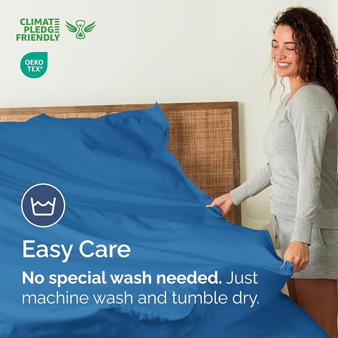 Twin Flat Sheet - Single Top Flat Sheet Only - Soft & Cooling - Royal Blue | Hotel Luxury Top Flat Sheet Only, Ultra-Soft, Breathable & Cooling, Fade & Wrinkle Free, Easy-Care, Stain & Shrink Resistant