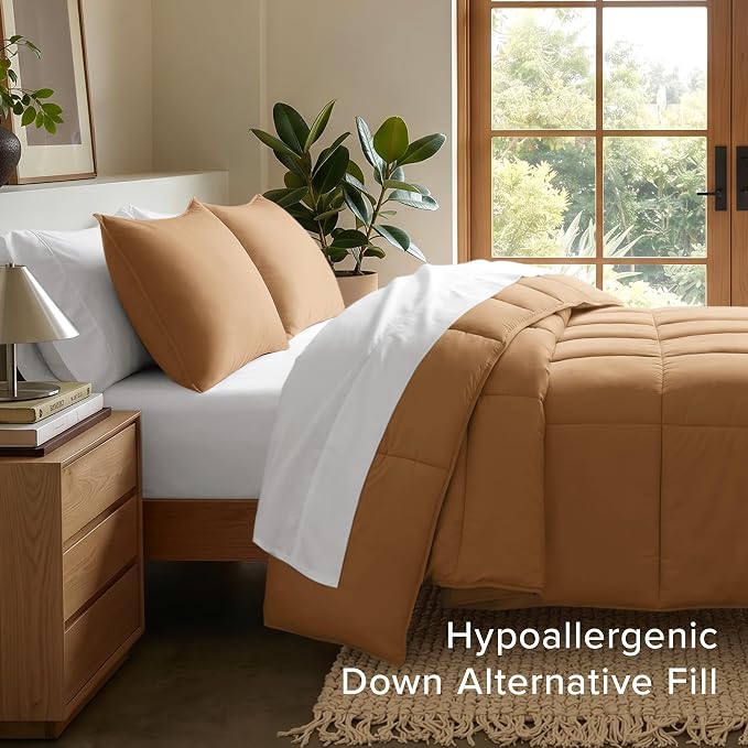 Bare Home Comforter Set - 1800 Ultra Soft (Twin/Twin XL, Caramel) | All-Season, Breathable, Hypoallergenic, Premium 1800, Warm, Cozy