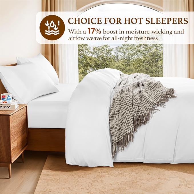 DEITAS 100% Cotton Queen Duvet Covers 3 Piece,1200 Thread Count，White | Luxury Egyptian Cotton Comforter Cover With Zipper Closure, Ultra Cooling Breathable, Hotel Bedding Duvet Covers