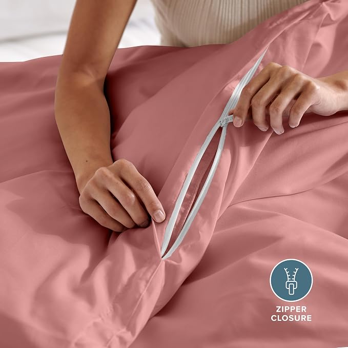 Bare Home Duvet Cover Set 1800 Ultra-Soft (Twin/Twin XL, Dusty Rose) | Lightweight, Cooling, Breathable, Premium 1800 Ultra-Soft, All-Season